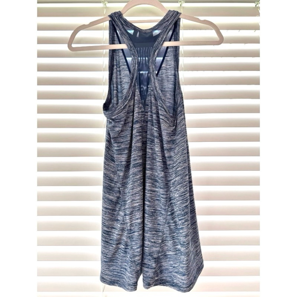 Athleta Utopia Heather Blue Mesh Cutout Halter Racerback Tank - Picture 3 of 5